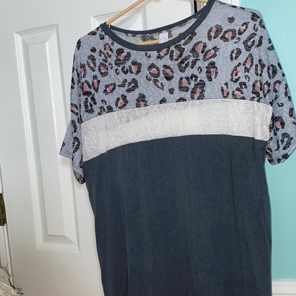 Oversized Leopard Print Top